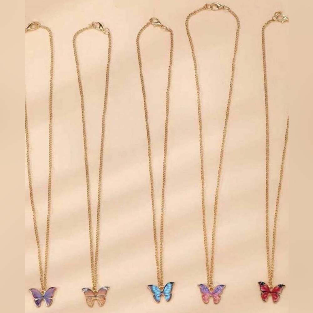 Make a wish Butterfly Pendant Necklace Set NWT